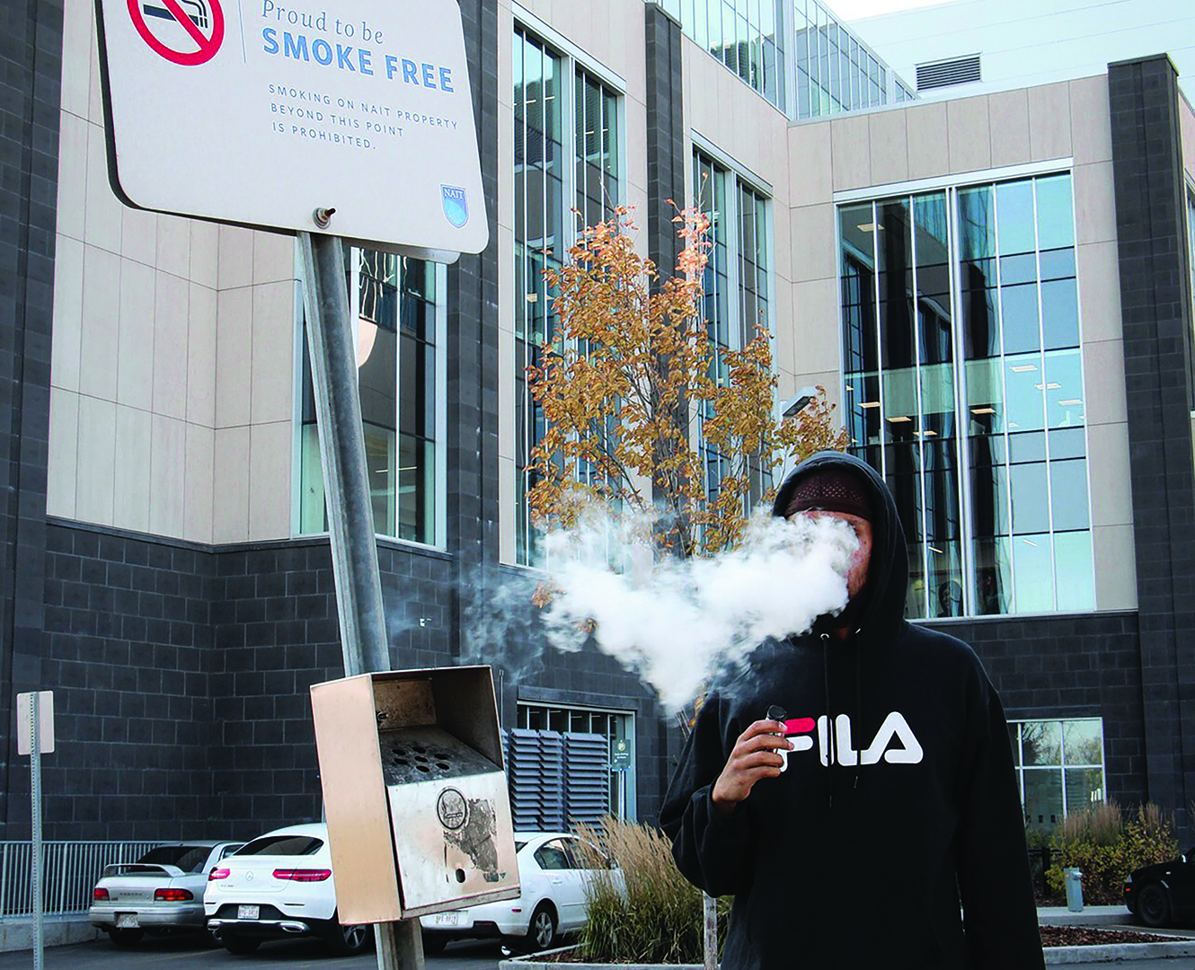 NAIT student vaping on campus