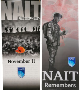 NAIT graphic communications make banners to honour Remembrance Day