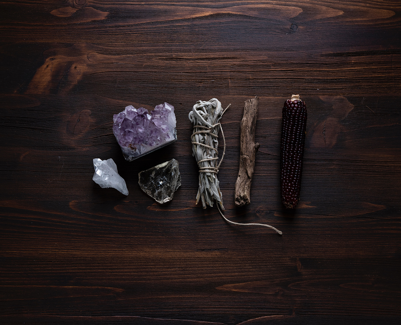 Sage amethyst crystal candles and potion witch spread tarot spread