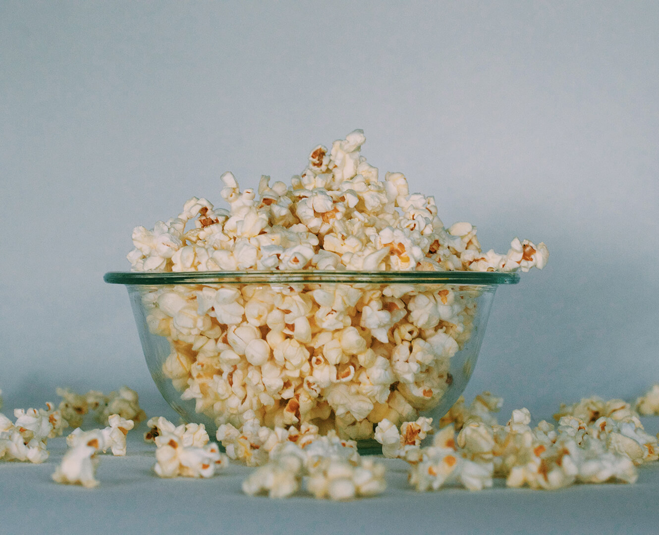 Bowl of popcorn overflowing