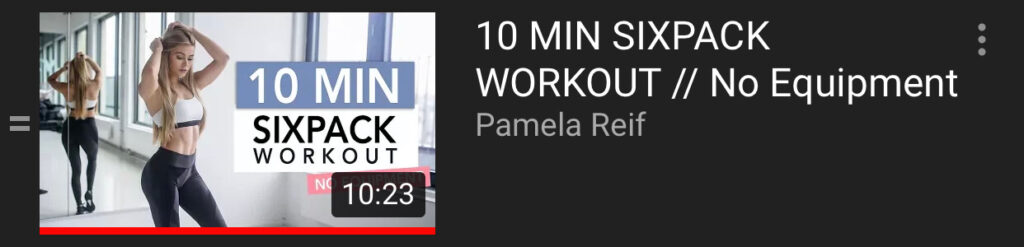 Pamela Reif 10 minute Sixpack home workout