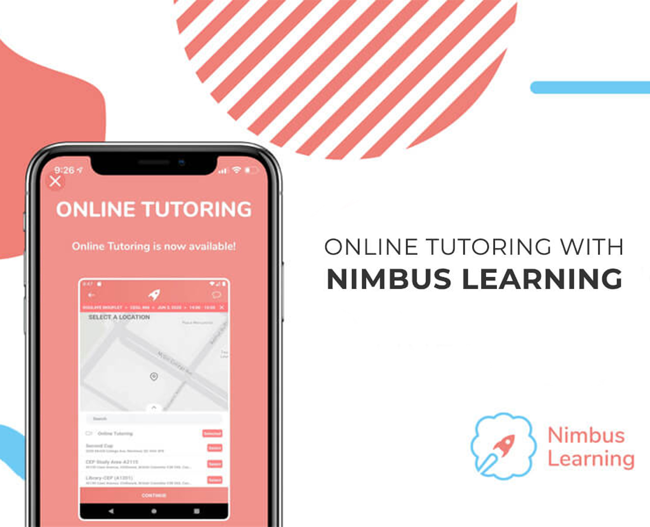 Nimbus learning platform shown on iPhone