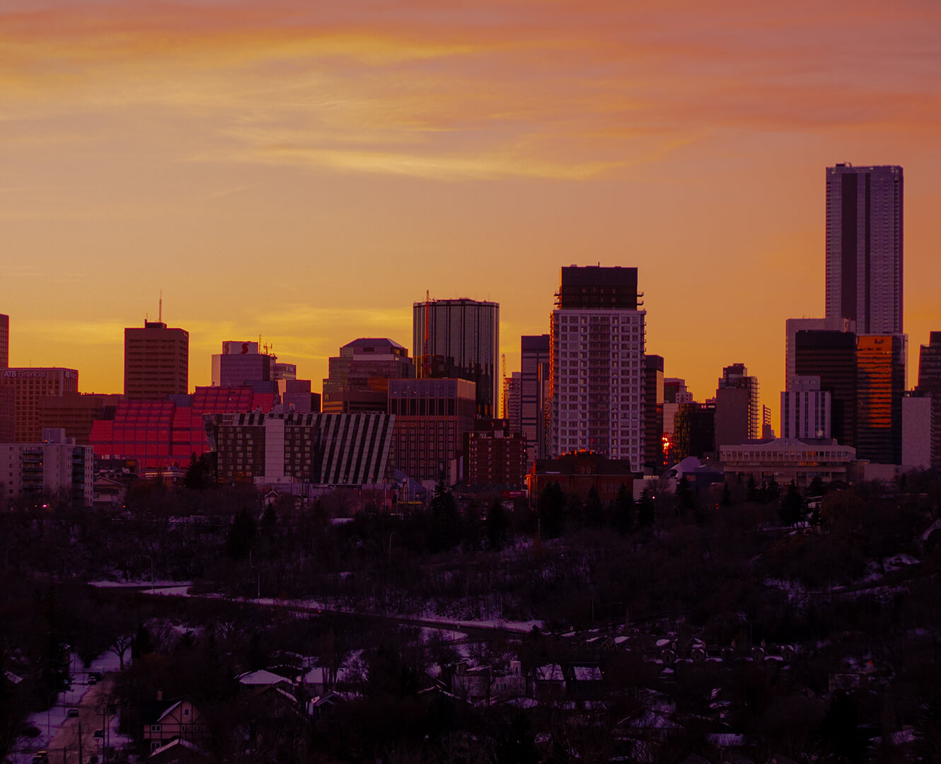 Downtown Edmonton Skyline at sunset