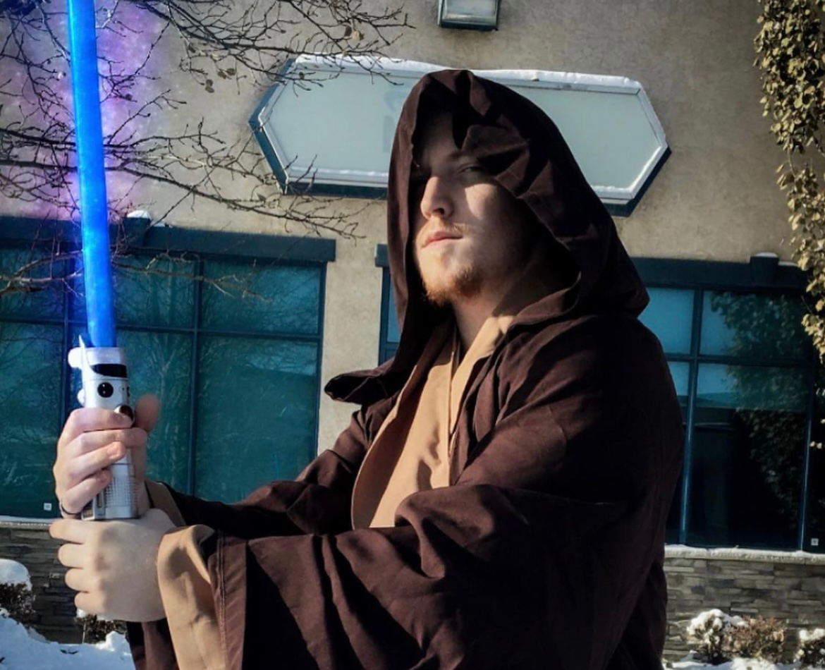 Joshua Gwozdz in a Jedi costume