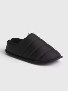 black puffer slippers