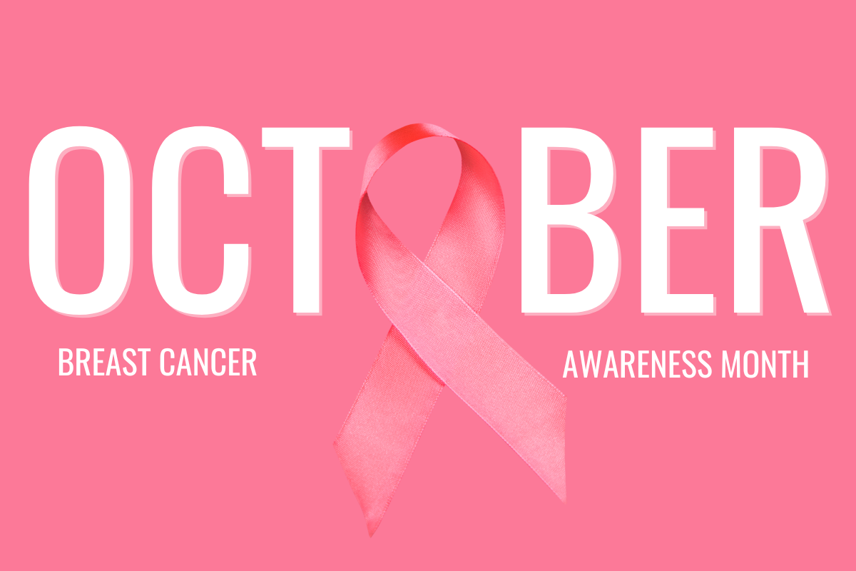Graphic for October, breast cancer awareness month