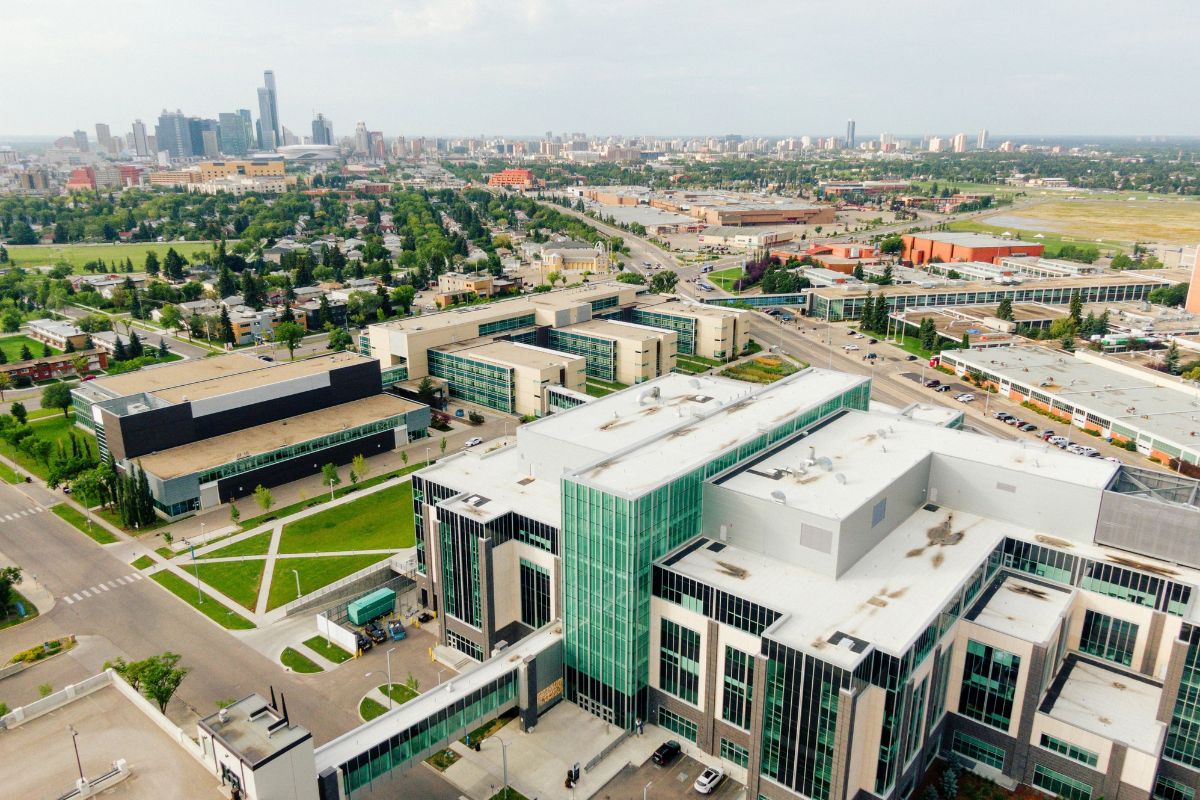 an aerial shot of the NAIT campus