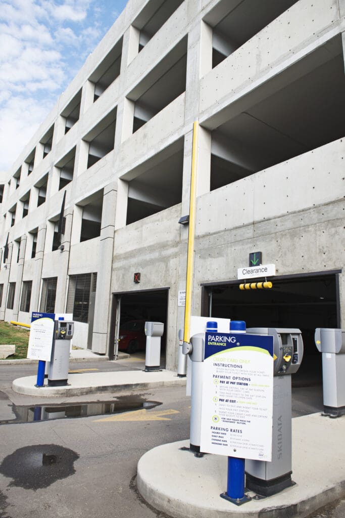 The entrance to NAIT's M parkade.